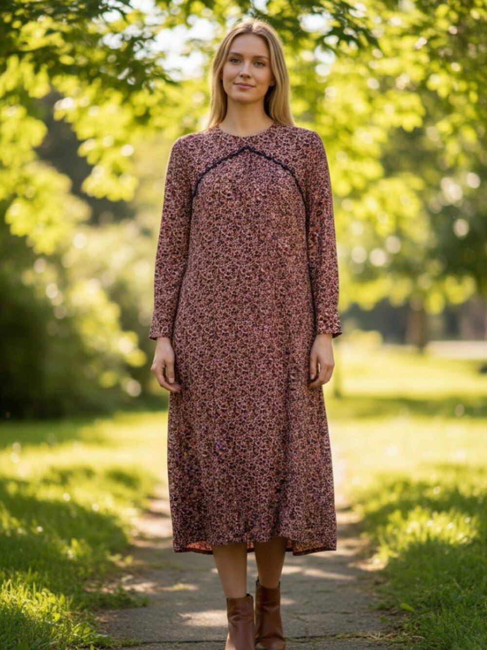 English Women's Bohemian Long Sleeve Embroidered Dress NWT MSRP $168